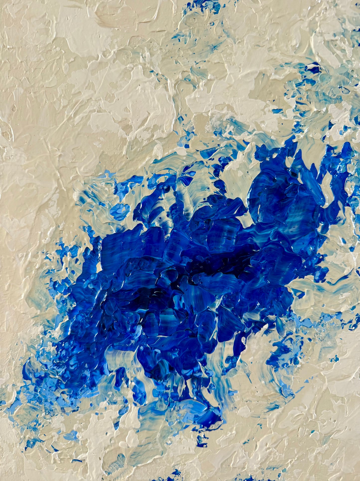 "DEEP MOTION" – Abstraktes Acrylkunstwerk in Beige & Blau