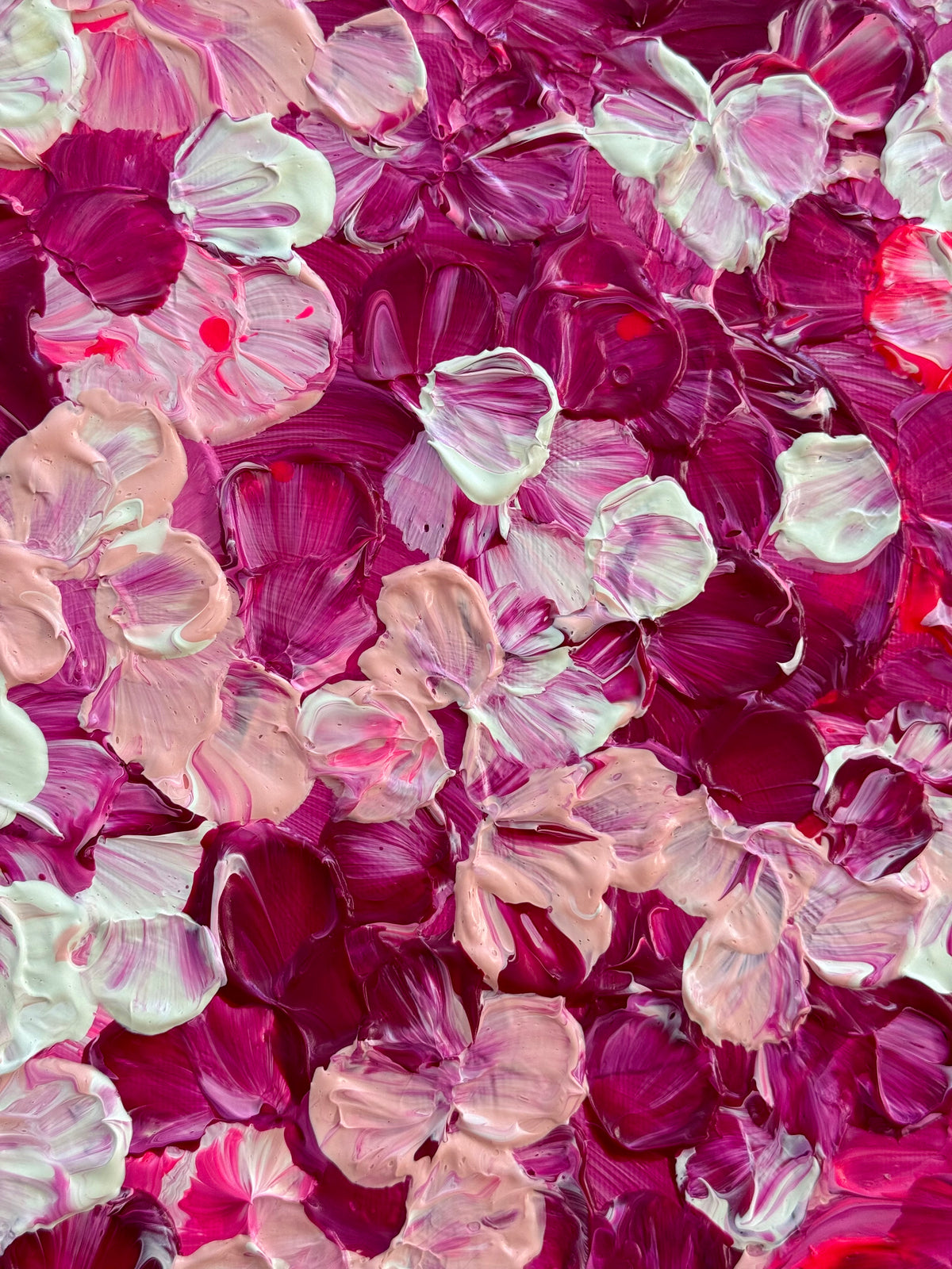 "FLORALS #24" - florales abstraktes Auftragskunstwerk in Pink- und Beerentönen (verkauft)