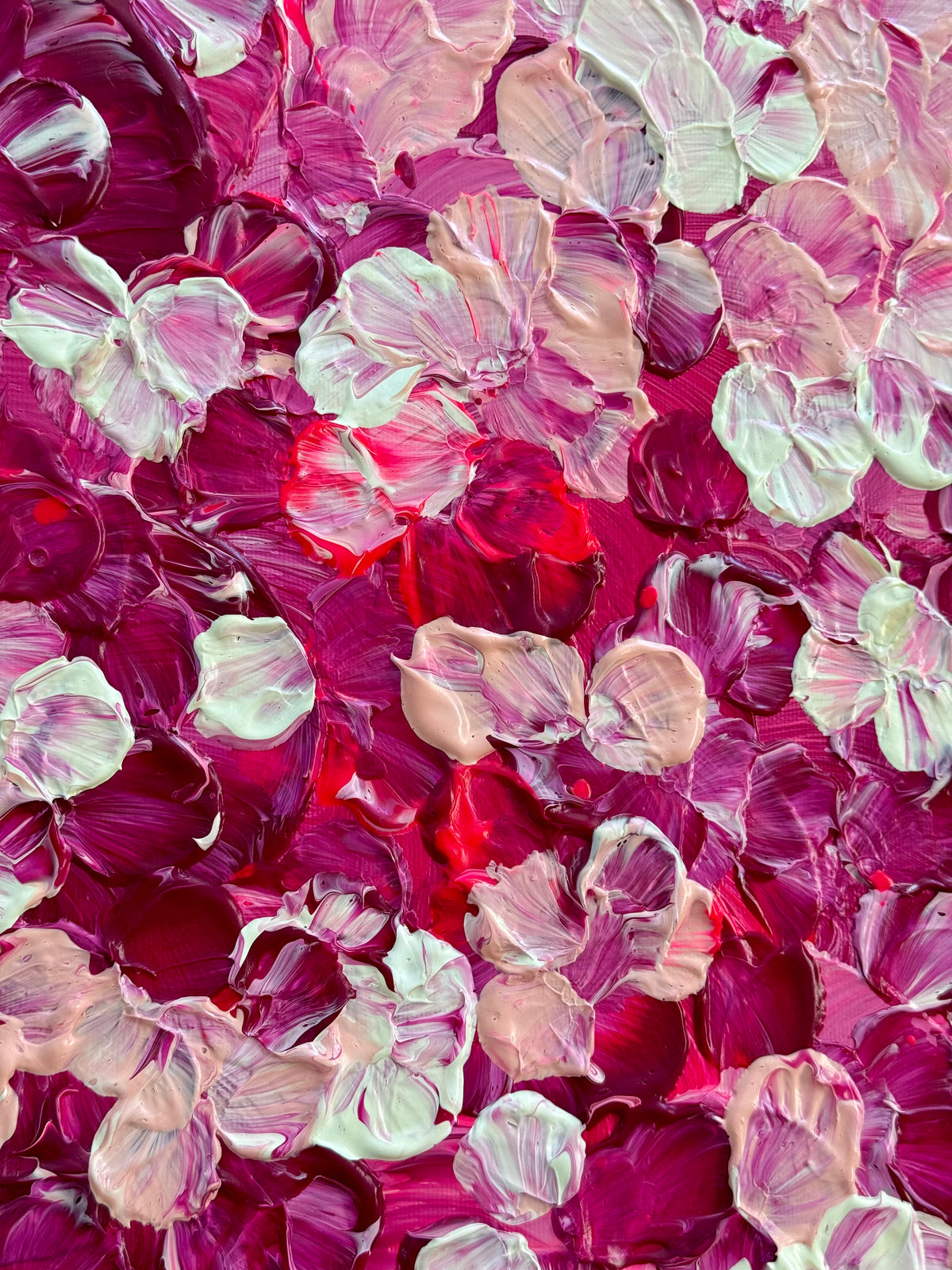 "FLORALS #24" - florales abstraktes Auftragskunstwerk in Pink- und Beerentönen (verkauft)