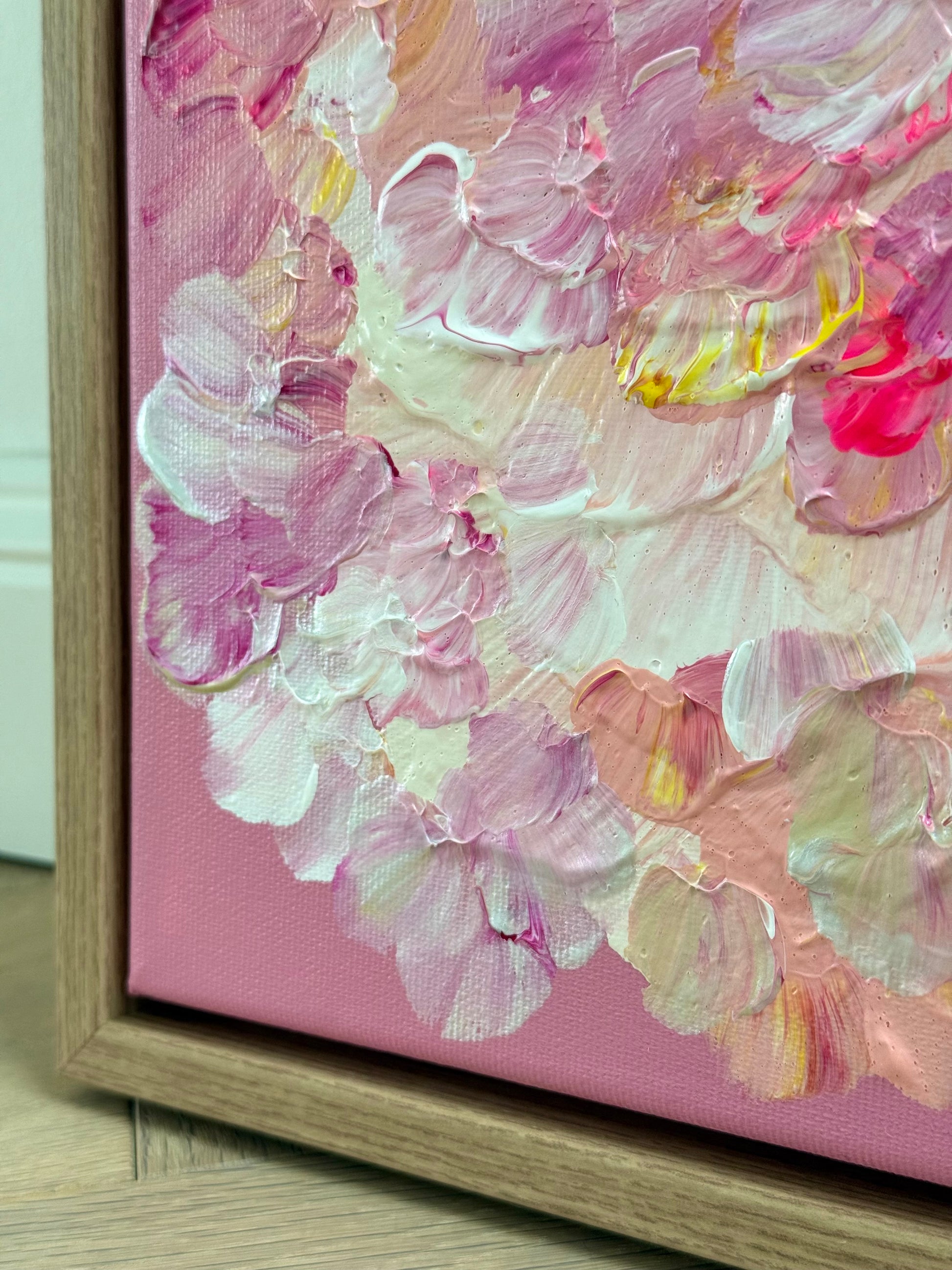Detailaufnahme florale Acrylmalerei FLORALS #13 mit Textur und Farbverläufen